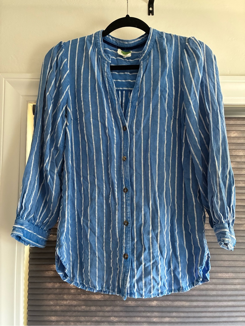 Anthropologie indigo Blue Striped Button-down shirt